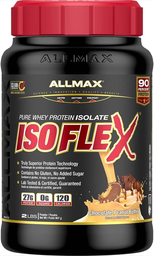 ALLMAX Nutrition - ISOFLEX - 100% Ultra-Pure Whey Protein Isolate - Chocolate Peanut Butter - 2 Pound