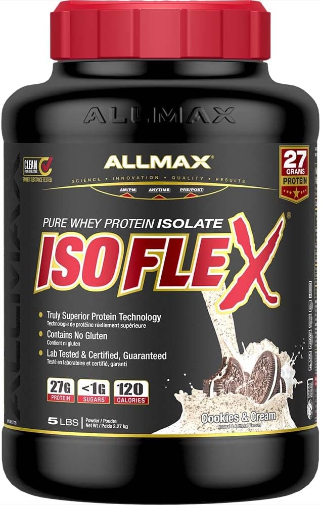 ALLMAX Nutrition - ISOFLEX - 100% Ultra-Pure Whey Protein Isolate - Cookies & Cream - 5 Pound