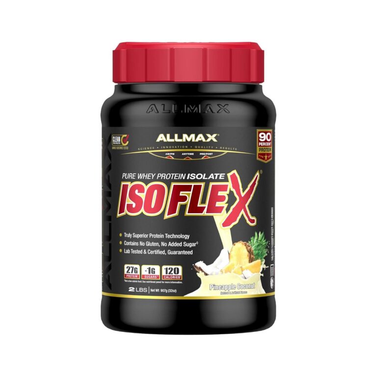 ALLMAX Nutrition - ISOFLEX Whey Protein Powder, Whey Protein Isolate, 27g Protein, Pineapple Coconut, 2 Pound