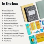 Amazon Basics Back to School Supplies Kit with colored Box, 44 Count, Multicolor