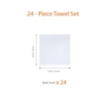 Amazon Basics Fast Drying Cotton Washcloths for Bathroom, Machine Washable, Soft and Highly Absorbent, 12 x 12 in, White, 24-Pack