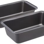 Amazon Basics Nonstick Rectangular Baking Bread Loaf Pan, 9.5 x 5 Inch, Set of 2, Gray