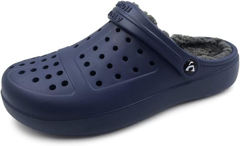 AMOJI Adult Fur Lined Clog Winter Garden Shoes House Slipper Sandals