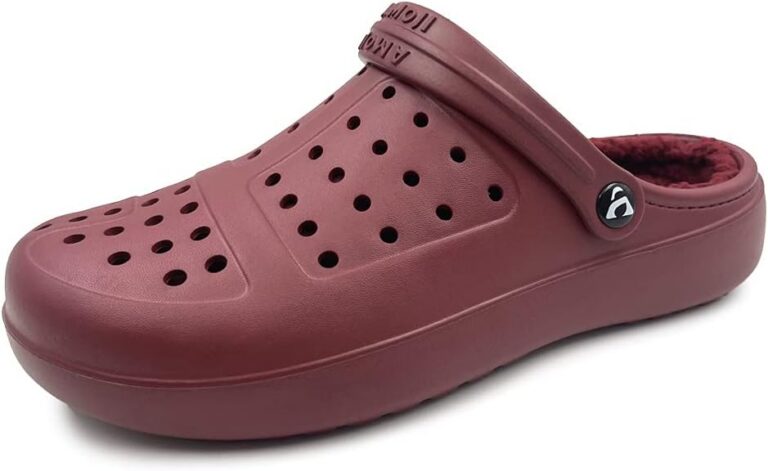 AMOJI Adult Fur Lined Clog Winter Garden Shoes House Slipper Sandals