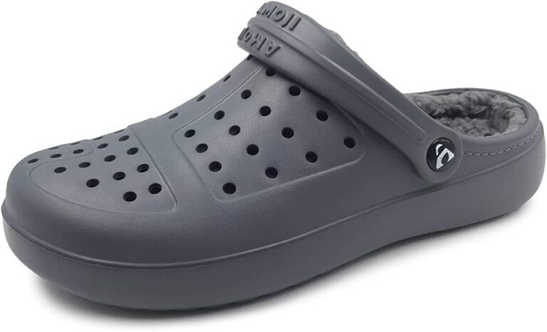 AMOJI Adult Fur Lined Clog Winter Garden Shoes House Slipper Sandals