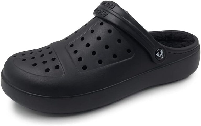 AMOJI Adult Fur Lined Clog Winter Garden Shoes House Slipper Sandals