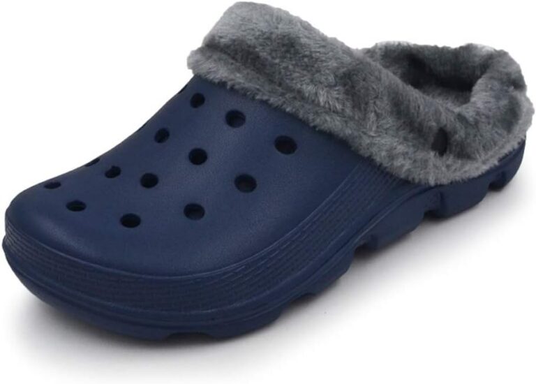 AMOJI Adult Unisex Fur Lined Clogs Winter House Slippers Garden Shoes