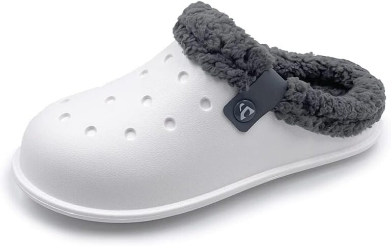 AMOJI Adult Unisex Fur Lined Clogs Winter House Slippers Garden Shoes