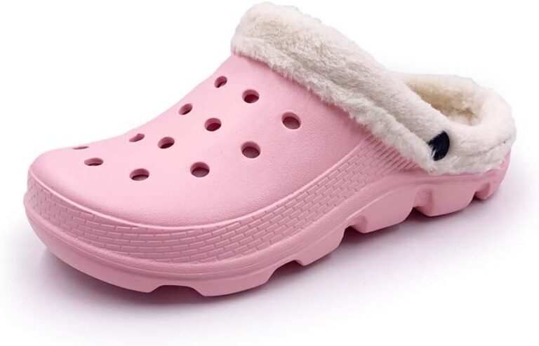 AMOJI Adult Unisex Fur Lined Clogs Winter House Slippers Garden Shoes