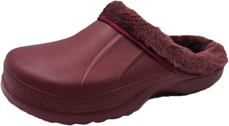 AMOJI Adult Winter Fur Lined Clogs Outdoor Indoor Slippers 1534
