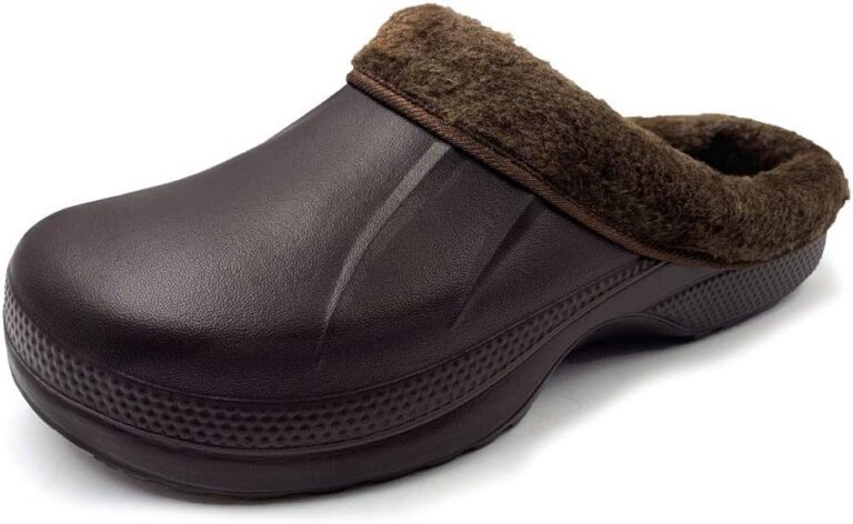 AMOJI Adult Winter Fur Lined Clogs Outdoor Indoor Slippers 1534