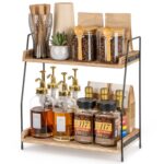 ANBOXIT Coffee Station Organizer for Countertop, Coffee Bar Accessories and Organizer, Wooden Kitchen Counter Shelf, 2 Tier Coffee Condiment Storage, Coffee Caddy for Kitchen,...