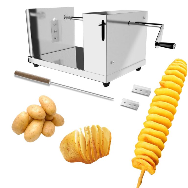 ANYDOCANMOOT Spiral Potato Cutter french fry cutter Manual Stainless Steel Twisted Potato Slicer Cutter curly fries Cucumbers Carrots DIY BBQ Slicer with Reusable Stick