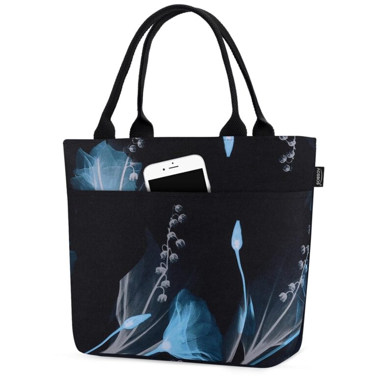 Aosbos Leakproof Lunch Bag Women Insulated Lunch Tote Bag for Adults Lunch Box Blue Fantasy Flower 10L