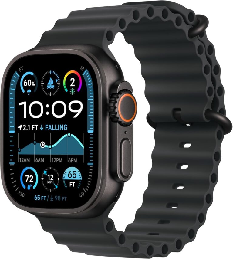 Apple Watch Ultra 2 (GPS + Cellular, 49MM) - Titanium Case with Black Ocean Band (Renewed)