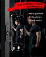 APPS2Car Gym Magnetic Phone Holder, 360 Adjustable, Compatible with 4.7-6.5" Smartphones, Alloy Base and Joint, Black