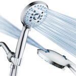 AquaCare High Pressure 8-Mode Handheld Shower Head - Anti-Clog Nozzles, Built-in Power Wash to Clean Tub, Tile & Pets, Extra Long 6 ft. Stainless Steel Hose, Wall & Overhead...