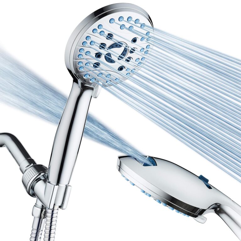AquaCare High Pressure 8-Mode Handheld Shower Head - Anti-Clog Nozzles, Built-in Power Wash to Clean Tub, Tile & Pets, Extra Long 6 ft. Stainless Steel Hose, Wall & Overhead...