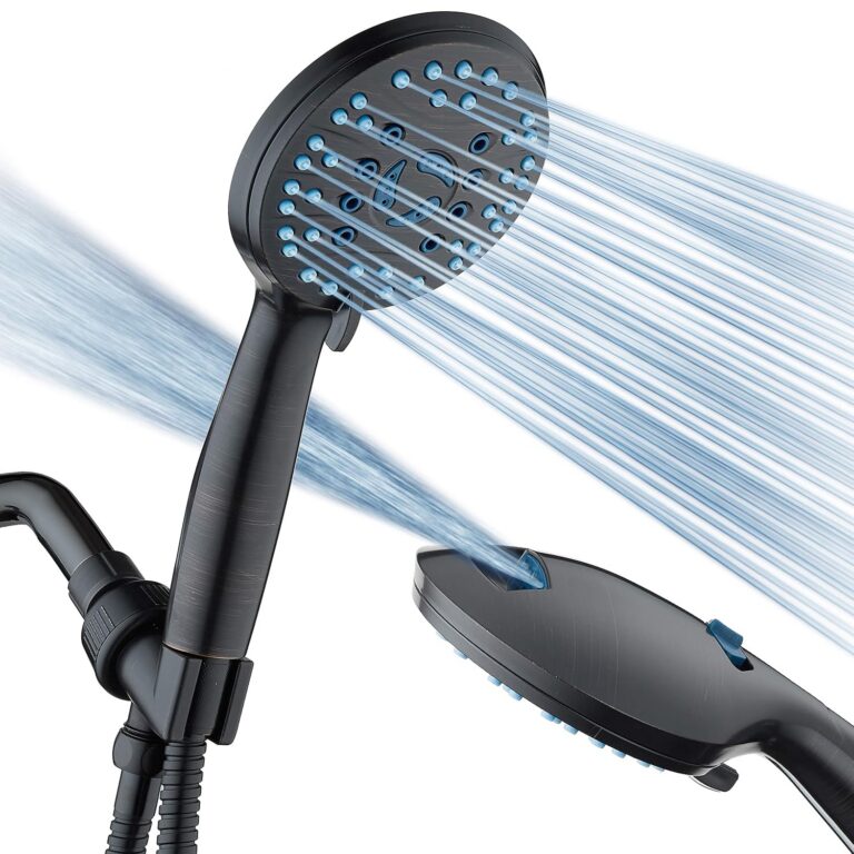 AquaCare High Pressure 8-mode Handheld Shower Head - Anti-clog Nozzles, Built-in Power Wash to Clean Tub, Tile & Pets, Extra Long 6 ft. Stainless Steel Hose, Wall & Overhead...