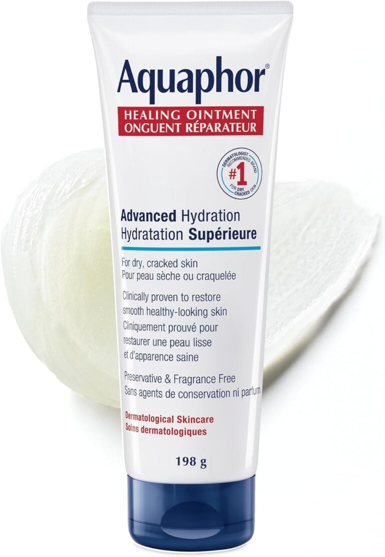 Aquaphor Healing Ointment, Multipurpose Ointment for Dry, Cracked Skin, Chafing, Cuticle Care, Fragrance Free, Non Greasy and Non Comedogenic Body Moisturizer, Dermatological...