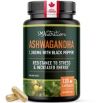 Ashwagandha Supplement 1300MG | High Strength Resistance to Stress & Increase Energy | Organic Ashwagandha Powder Capsules with Black Pepper for Absorption | Made in Canada |...