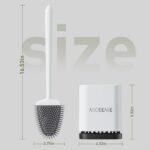 ASOBEAGE Deep Cleaner Toilet Brush: Silicone Toilet Brush with No-Slip Long Plastic Handle and Flexible Bristles, Quick Drying Holder Set for Bathroom（White）