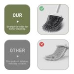 ASOBEAGE Deep Cleaner Toilet Brush: Silicone Toilet Brush with No-Slip Long Plastic Handle and Flexible Bristles, Quick Drying Holder Set for Bathroom（White）