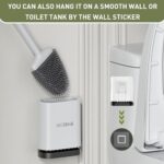 ASOBEAGE Deep Cleaner Toilet Brush: Silicone Toilet Brush with No-Slip Long Plastic Handle and Flexible Bristles, Quick Drying Holder Set for Bathroom（White）