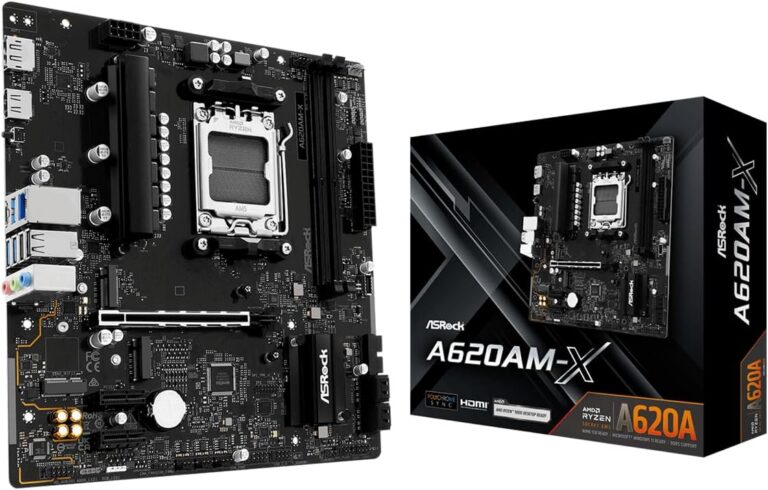 ASRock A620AM-X Micro-ATX Motherboard AMD AM5 Socket Supports Ryzen 9000/8000/7000 DDR5 8000+ OC PCIe 4.0 2.5G LAN BIOS Flashback