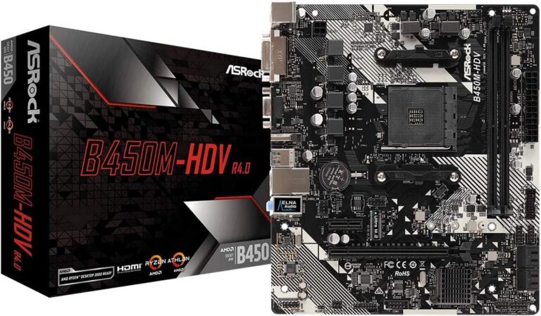 ASRock B450M-HDV R4.0 AM4 AMD Promontory B450 SATA 6Gb/s Micro ATX AMD Motherboard
