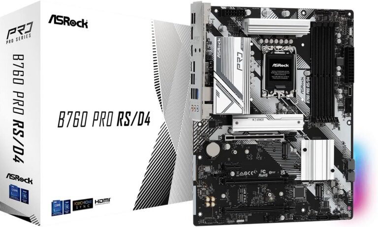 ASRock B760 Pro RSD4 LGA1700 ATX Motherboard - Supports 14th/13th/12th Gen Intel Core, DDR4 5333+ (OC), Dual M.2 PCIe Gen4, 2.5G LAN, USB 3.2 Gen2 Type-C, HDMI/DP, Nahimic Audio