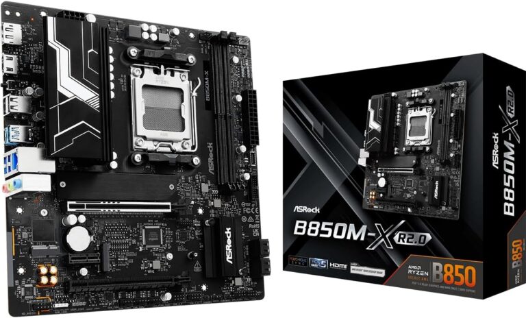 ASRock B850M-X R2.0 Micro-ATX AM5 Motherboard, AMD Ryzen 9000/8000/7000 Support, DDR5 8200+ OC, PCIe 5.0, 2.5G LAN, 6+1+1 Power Phase, BIOS Flashback