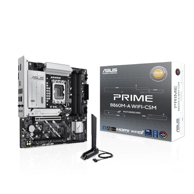 ASUS Prime B860M-A WiFi-CSM B860 LGA 1851 mATX Motherboard, Intel® Core™ Ultra Series 2 Ready, Advanced AI PC-Ready, 7+1+1+1 Stage, DDR5, PCIe 5.0 x16, HDMI, USB 20Gbps Type-C®,...