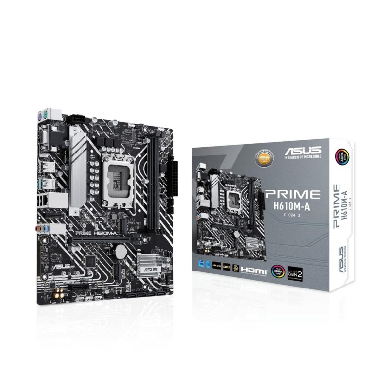 ASUS Prime H610M-A-CSM Intel® H610 (LGA 1700) CSM Business mATX Motherboard, with PCIe 4.0, 2X M.2, DDR5, 1GbE LAN, DP, HDMI™, VGA, USB 3.2 Gen 2 Ports, ASUS Control Center...