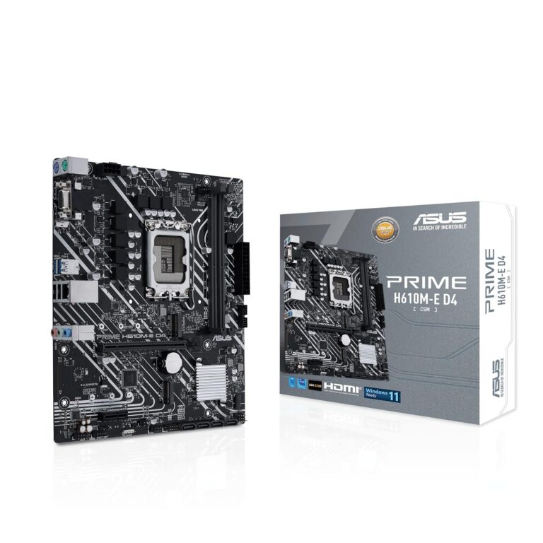 ASUS Prime H610M-E D4-CSM LGA 1700(Intel® 12th&13th Gen) mATX Commercial Motherboard (PCIe 4.0,DDR4,2xM.2 Slots,1Gb LAN,DisplayPort/HDMI/D-Sub,USB 3.2 Gen 1 Ports,COM Header,...