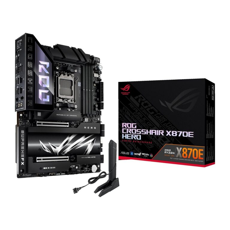 ASUS ROG Crosshair X870E Hero AMD X870E AM5 ATX Motherboard, Advanced AI PC Ready, 18+2+2 Power Stages, DDR5, PCIe® 5.0, 5X M.2, Wi-Fi 7, USB4®, AI Overclocking, Core Flex, PCIe...