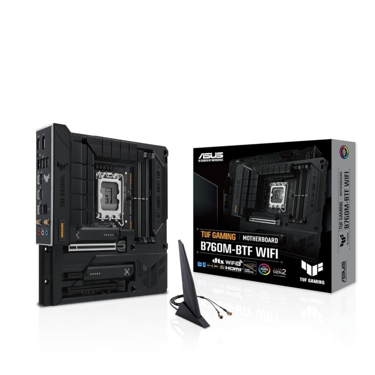 ASUS TUF Gaming B760M-BTF WiFi Intel B760 (LGA 1700) mATX Motherboard with DDR5, PCIe 5.0, 3X PCIe 4.0 M.2 Slots, 12+1 DrMOS, Wi-Fi 6, 2.5Gb LAN, DP, HDMI, USB 3.2 Gen 2x2 Type-C