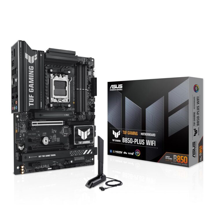 ASUS TUF Gaming B850-PLUS WiFi AMD AM5 B850 ATX Motherboard, 14+2+1 80A Stages, AI Ready, DDR5, PCIe 5.0, 3X M.2, Wi-Fi 7, 2.5Gb LAN, DisplayPort, HDMI™, USB 10Gbps & 20Gbps...