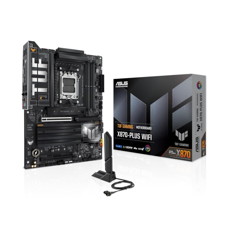 ASUS TUF Gaming X870-PLUS WiFi AMD AM5 X870 ATX Motherboard, 16+2+1, 80A SPS Power Stages, DDR5, PCIe 5.0 Ready, Four M.2 Slots, Wi-Fi 7, 2.5Gb LAN, HDMI, USB4® 40Gbps, SATA 6...