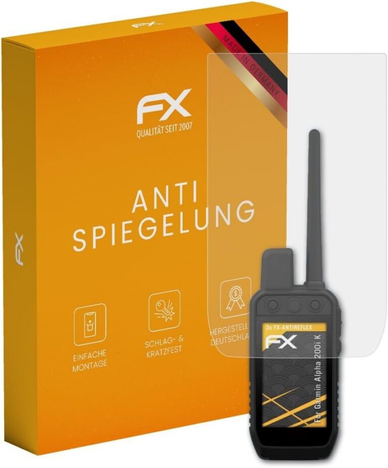 atFoliX Screen Protector compatible with Garmin Alpha 200i K Screen Protection Film, anti-reflective and shock-absorbing FX Protector Film (3X)