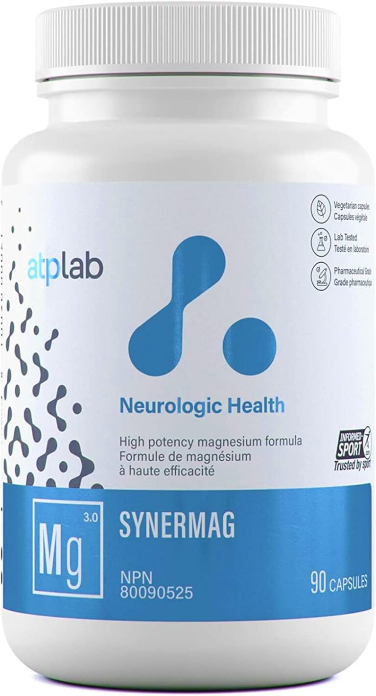 ATP LAB - Synermag 90 Capsules 90-Day Supply - High potency Magnesium Bisglycinate, Malate, Taurine & Vitamin B6 - Bone Health Supplement - Muscle Health & Teeth Health
