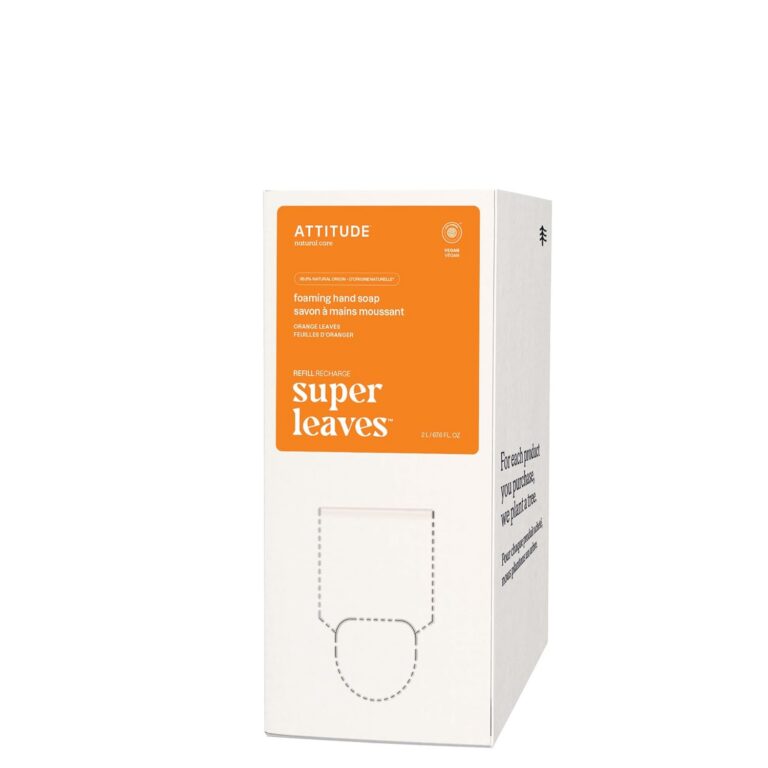 ATTITUDE Bulk Refill for Foaming Hand Soap Dispenser, Made in Canada, EWG Verified, Dermatologically Tested, Plant and Mineral Based, Vegan, Orange Leaves, 2 Liters