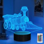 Attivolife Train 3D Gifts Lamp, Train Model Illusion Hologram Night Light with Timer Remote 16 Colors Changing, Kids Bedroom Beside Table Decor, Cool Present for Boy Men...