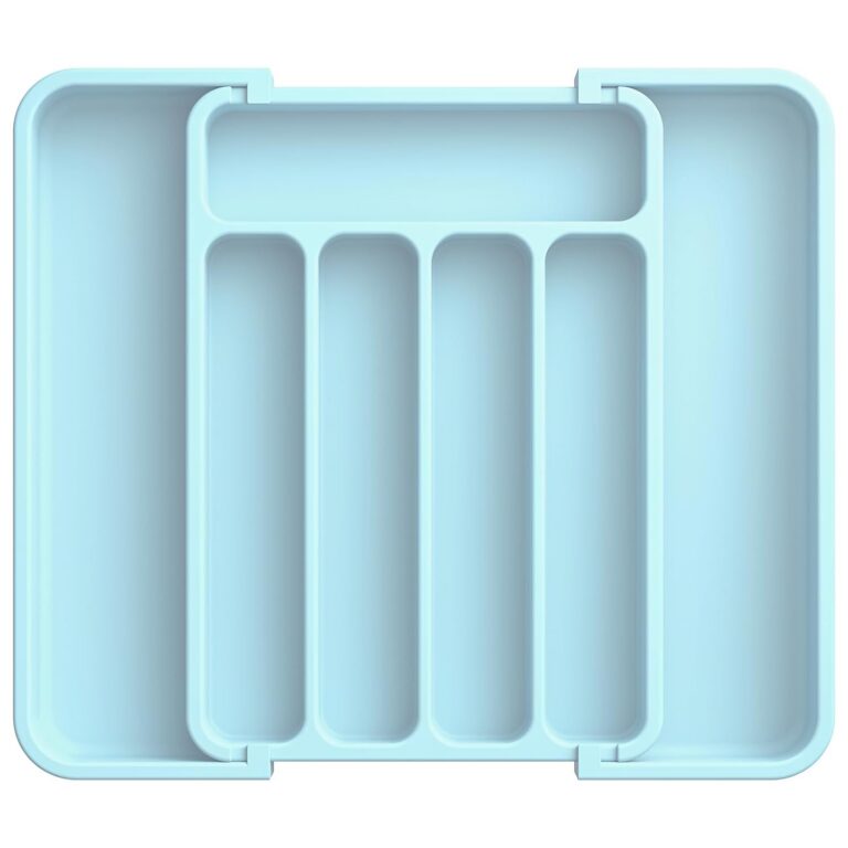 AUJEN Cutlery Organizer - Expandable Utensil Drawer Organizer, Adjustable Cutlery Tray Organizer, Multipurpose Silverware Kitchen Drawer Organizerr for Forks, Knives, Blue,...