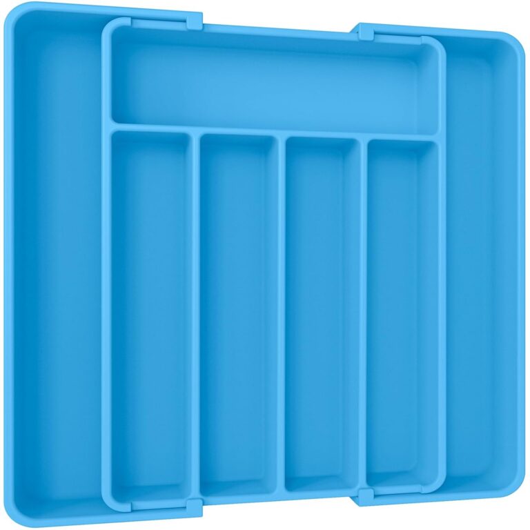 AUJEN Cutlery Organizer - Expandable Utensil Drawer Organizer, Adjustable Cutlery Tray Organizer, Multipurpose Silverware Kitchen Drawer Organizerr for Forks, Knives, Dark Blue,...