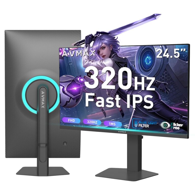 AVMAX 24.5 Inch Gaming Monitor 300Hz/320Hz（Over　Clock）,FHD1920X1080 Fast IPS,Adaptive FreeSync,90% DCI-P3,HDR400 Support,ErgoStand 2XDP1.4&2XHDMI2.1,M253B