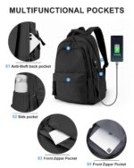 Backpack for School Black Women College High School Bag for Girls Teen Boys Book Bag Casual Travel Laptop Backpacks for Men