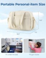 BAGSMART Gym Bag for Woman, 24L Carry on Travel Duffle Bag with Wet Pocket, Water Resistant Weekender Bags for Sports, Trips, Beige