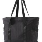 BAGSMART Women Tote Bag Large Shoulder Bag Top Handle Handbag with Yoga Mat Buckle for Gym, Work,Travel, Black, Large