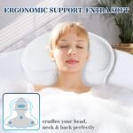 Bath Pillow Bathtub Pillow, Luxury Bath Pillows for Tub Neck and Back Support, Bath Tub Pillow Headrest with Soft 4D Mesh Fabric and Non-Slip Suction Cups, Relaxing Bath...